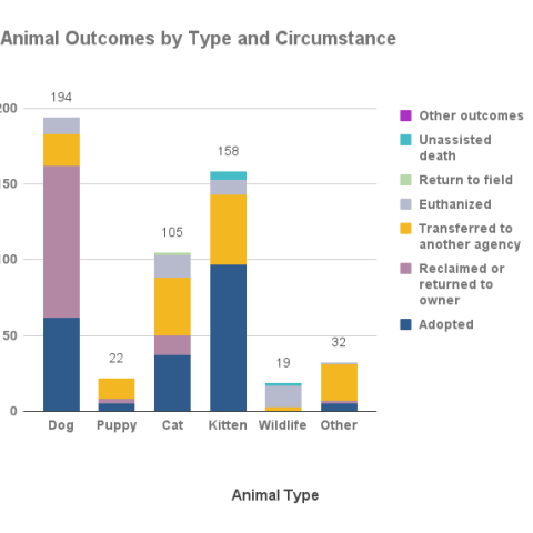 August 2023 Animal Outcomes by Type and Circumstance