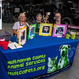 Holly, Sue, and Danni at Oregon Rail Heritage Foundation Adoption Outreach