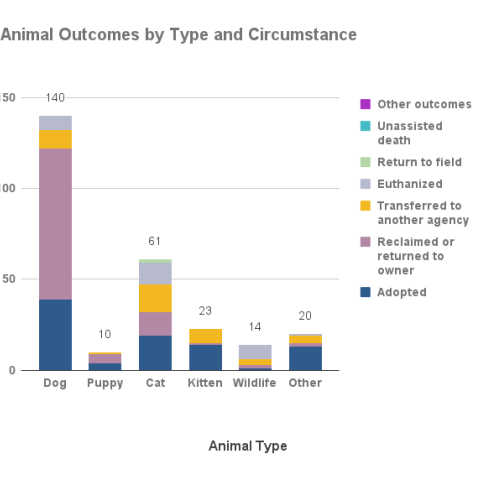 Animal outcomes by type and circumstance - January 2022