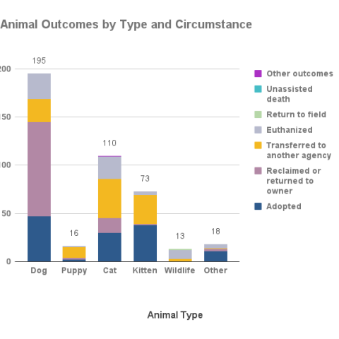 December 2022 Animal Outcomes by Type and Circumstance