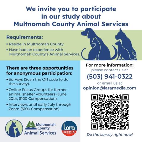 Provide community feedback for the review of Multnomah County Animal Services