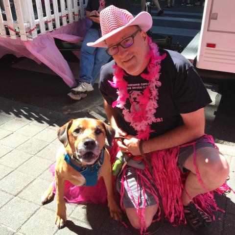 Bud Garrison in Pitties in Pink costume