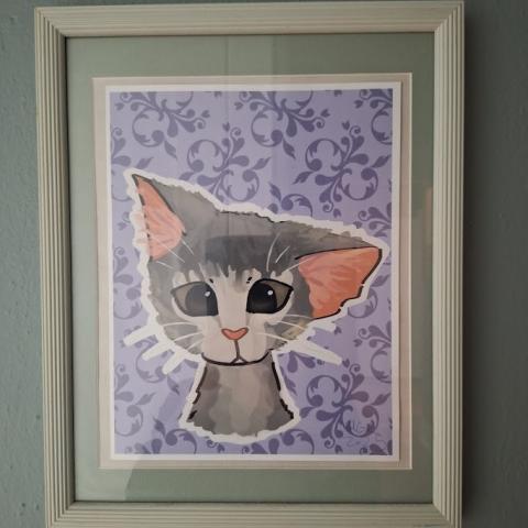 Portrait of Laverne the kitten, made by Hazel