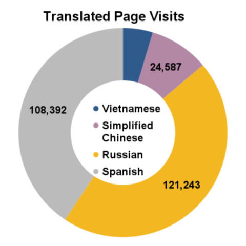 Translated webpage visits - FY 2025