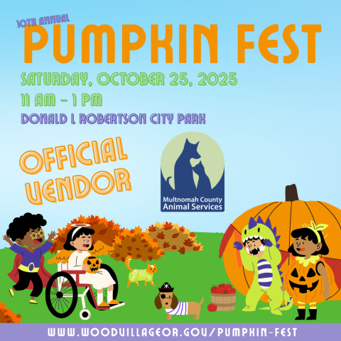 Pumpkin Fest graphic with Multnomah County featured as an event vendor against a festive fall background