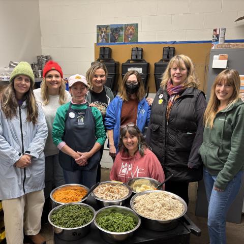 Holiday Hosts volunteer prepare a Thanksgiving meal for shelter pets
