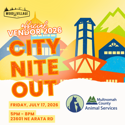 City Nite Out Graphic with Multnomah County Animal Services logo as participant