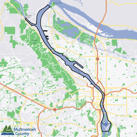 Zones 1 through 7 of the Willamette River, including all areas North of Wapato Marsh and Ross Island Lagoon.