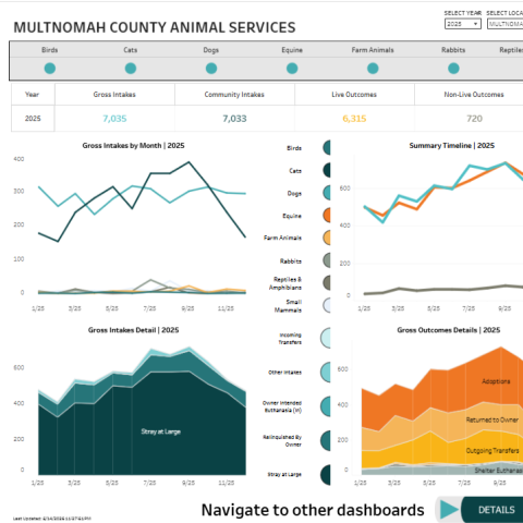 Intake and Outcomes Dashboard - Shelter Animals Count